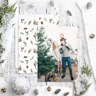 Carte De Vœux En Aluminium Joyeux Noël Rouge hiver Vert or photo