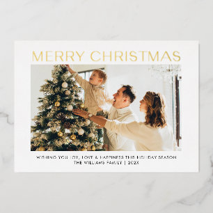 Carte De Vœux En Aluminium Joyeux Noël simple une famille photo