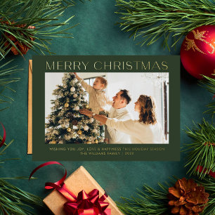 Carte De Vœux En Aluminium Joyeux Noël simple une famille photo