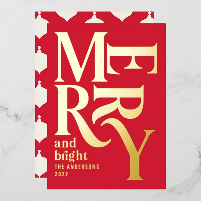 Carte De Vœux En Aluminium Joyeux Noël traditionnel moderne Ho (Recto/Verso)