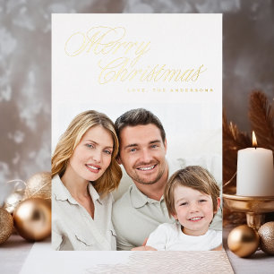 Carte De Vœux En Aluminium Joyeux Noël traditionnel VRAI Gold Photo
