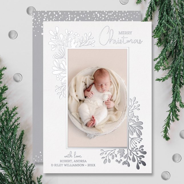 Carte De Vœux En Aluminium Joyeux Noël vert argent (Créateur téléchargé)