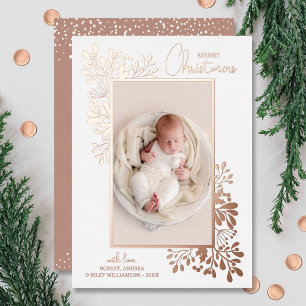 Carte De Vœux En Aluminium Joyeux Noël vert Rose or