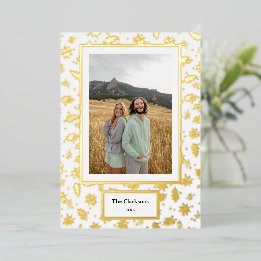 Carte De Vœux En Aluminium Joyeux Noël! Votre photo et nom de famille et votr