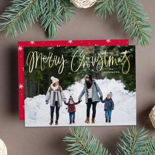 Carte De Vœux En Aluminium Joyeux Noël Whimsical Gold Script photo