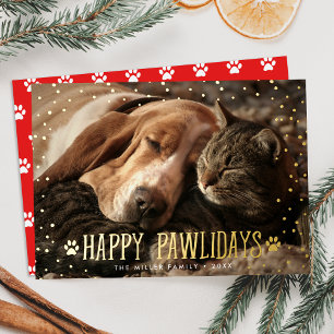 Carte De Vœux En Aluminium Joyeux Pawlidays Photo pour animaux de compagnie