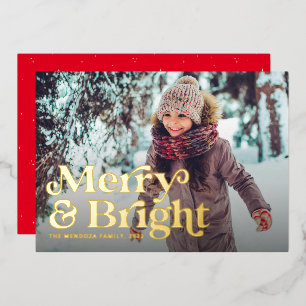 Carte De Vœux En Aluminium Joyeux rétro type une photo Noël