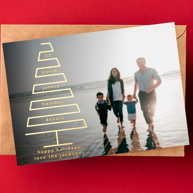 Carte De Vœux En Aluminium Joyeux sapin de Noël moderne photo (Créateur téléchargé)