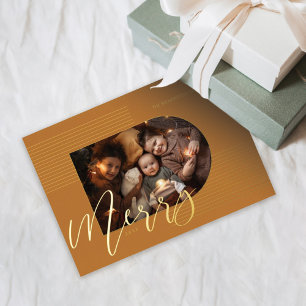 Carte De Vœux En Aluminium Joyeux Script Moderne Bande Photo Arche Cadre Jaun