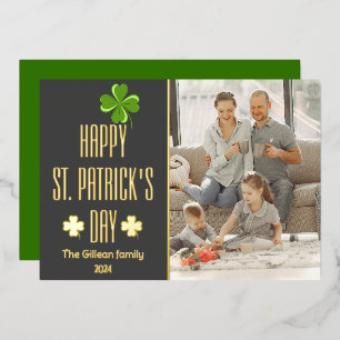 Carte De Vœux En Aluminium Joyeux St. patrick jour photo de famille Shamrock