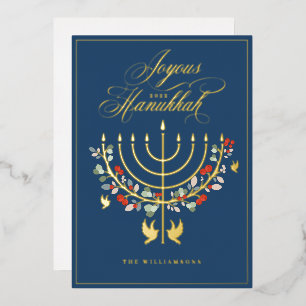 Carte De Vœux En Aluminium Joyous Hanoukka Festive Menorah Candle Photo