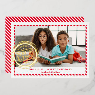 Carte De Vœux En Aluminium KIDS CHRISTMAS PHOTO fun Nice Liste timbre or roug