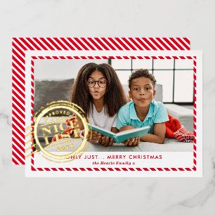 Carte De Vœux En Aluminium KIDS CHRISTMAS PHOTO fun Nice Liste timbre or roug