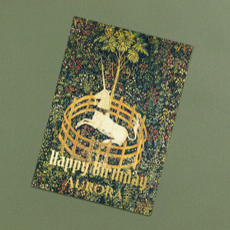 Carte De Vœux En Aluminium La licorne en captivité Imaginaire médiéval Annive