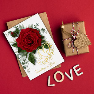 Carte De Vœux En Aluminium La Saint Valentin de la Rose rouge