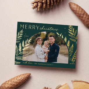 Carte De Vœux En Aluminium Laurel d'hiver Joyeuse photo de Noël