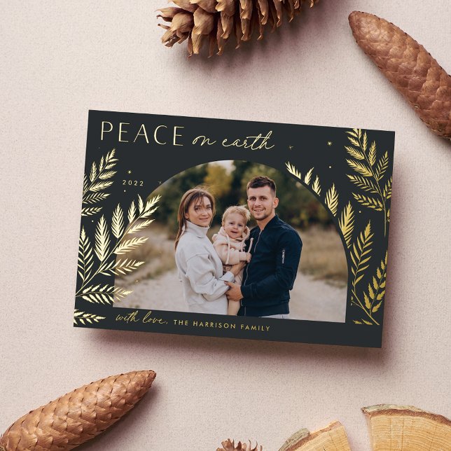 Carte De Vœux En Aluminium Laurel d'hiver | Paix sur Terre (Créateur téléchargé)