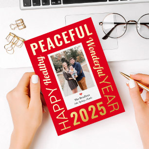 Carte De Vœux En Aluminium Letter Frame Foil Modern Happy New Year Photo Card