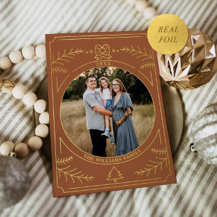 Carte De Vœux En Aluminium Ligne Ornement de Noël Art Terracotta Photo