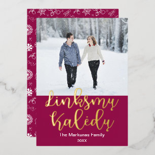 Carte De Vœux En Aluminium Linksmÿ Kalėdÿ, Lituanien Joyeux Noël Elegant