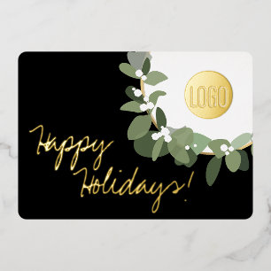 Carte De Vœux En Aluminium Logo de la Modern Wreath Company en Or Réel Noir
