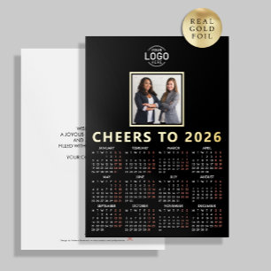 Carte De Vœux En Aluminium Logo Photo Black Minimalist Calendrier 2026 Entrep