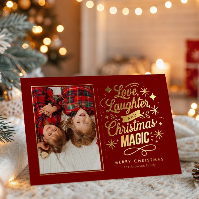 Carte De Vœux En Aluminium Love Laughter Christmas Magic Holiday (Créateur téléchargé)