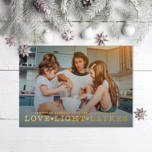 Carte De Vœux En Aluminium Love Light Latkes Hanukkah Photo