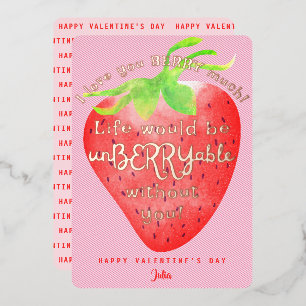 Carte De Vœux En Aluminium Love You Berry Beaucoup de fraises sucrées Valenti
