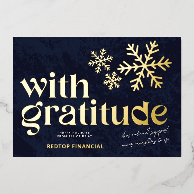 Carte De Vœux En Aluminium Luxe moderne Gold Gratitude Business (Recto)