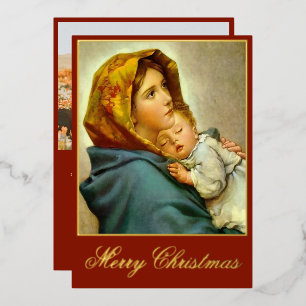 Carte De Vœux En Aluminium Madonna & Enfant Noël religieux avec photo