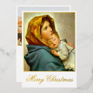 Carte De Vœux En Aluminium Madonna & Enfant Noël religieux avec photo