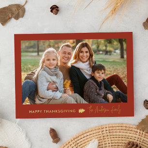 Carte De Vœux En Aluminium Maple et Gold minimaliste Thanksgiving 2 Photo