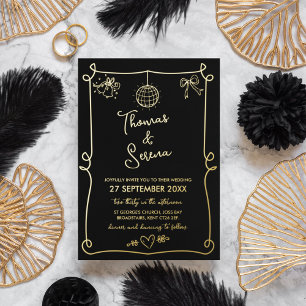 Carte De Vœux En Aluminium Mariage Doodle Whimsique Dessiné à la Main sur Pap