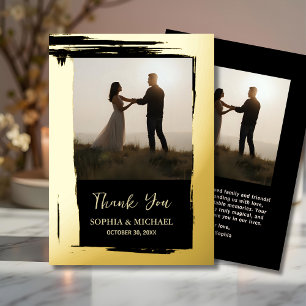 Carte De Vœux En Aluminium Mariage Merci Message 2 Photos Black Elegant