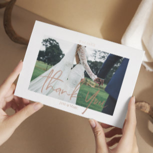 Carte De Vœux En Aluminium Mariage personnalisé Real Foil 2 photos Merci Cart