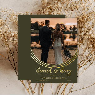 Carte De Vœux En Aluminium Mariage photo Arch inversé marié et joyeux