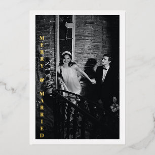 Carte De Vœux En Aluminium Mariage photo moderne Joyeux Marié Glam Gold