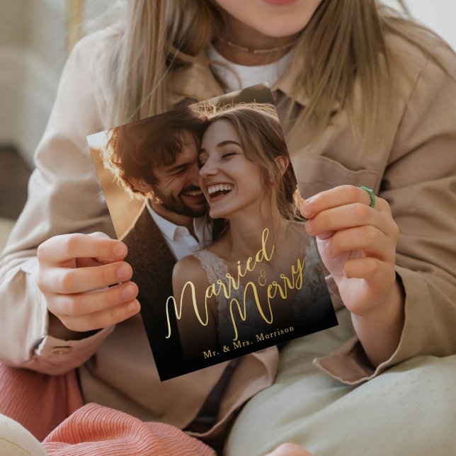 Carte De Vœux En Aluminium Marié et marié Mariage de Noël Photo (Créateur téléchargé)