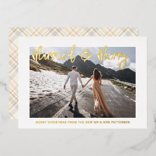 Carte De Vœux En Aluminium Marié & Joyeux Mariage M & Mme Premier Noël
