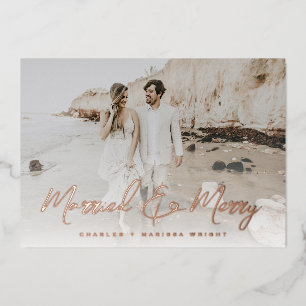 Carte De Vœux En Aluminium Marry et Joyeux script de pinceau de Noël Photo