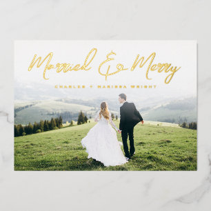 Carte De Vœux En Aluminium Marry et Joyeux script de pinceau de Noël Photo