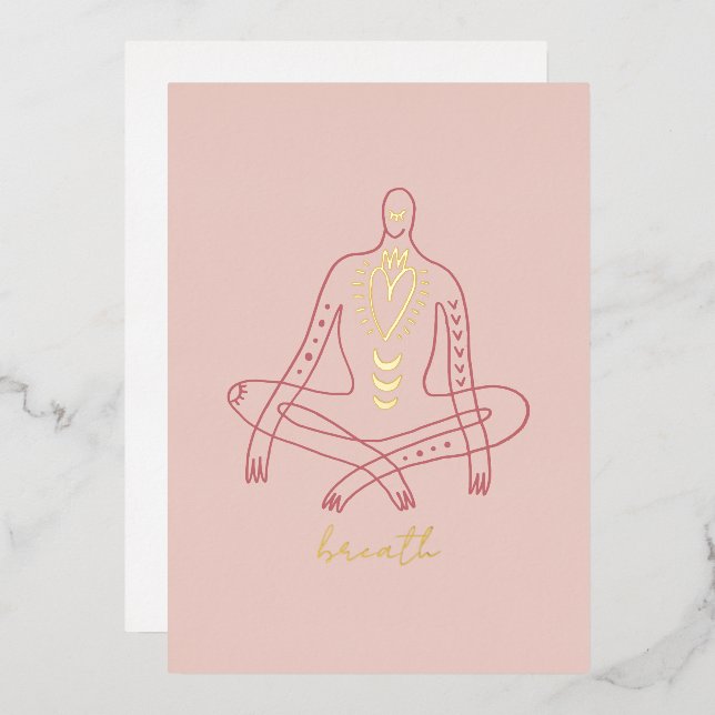 Carte De Vœux En Aluminium Méditation yoga respirer et se détendre (Recto/Verso)