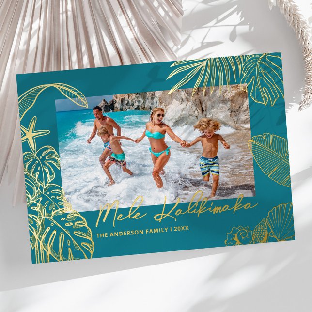 Carte De Vœux En Aluminium Mele Kalikimaka Blue Photo Christmas (Créateur téléchargé)