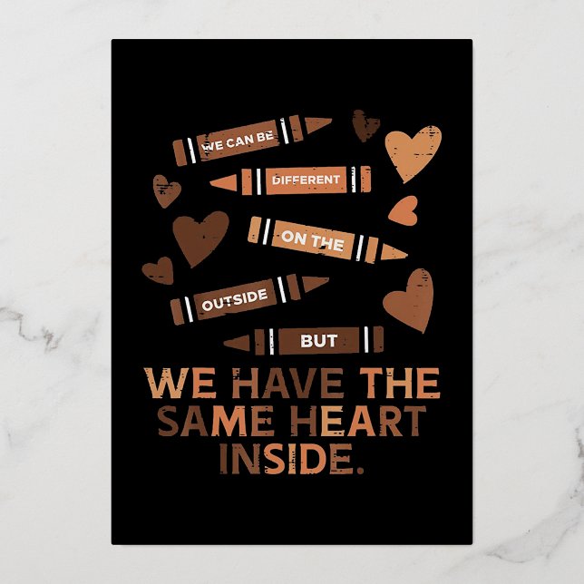 Carte De Vœux En Aluminium Même coeur Mois de l'histoire des Noirs (Recto)