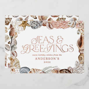 Carte De Vœux En Aluminium Mer de Noël et salutations de Noël tropicale moder