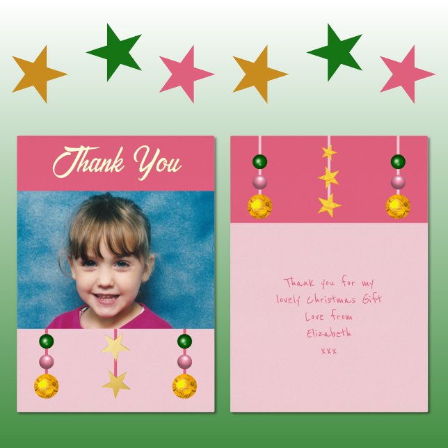 Carte De Vœux En Aluminium Merci pour cadeaux de Noël photo rose (Créateur téléchargé)