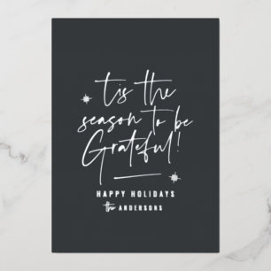 Carte De Vœux En Aluminium Merci reconnaissant moderne script minimal élégant