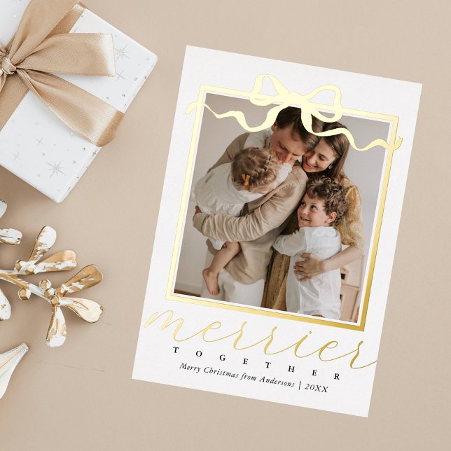 Carte De Vœux En Aluminium Merrier Together Photo Elegant Noël (Créateur téléchargé)