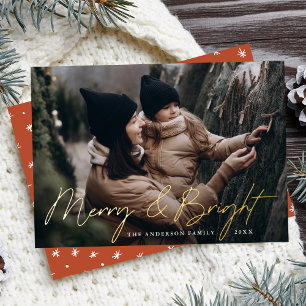 Carte De Vœux En Aluminium Merry and Bright Photo Gold